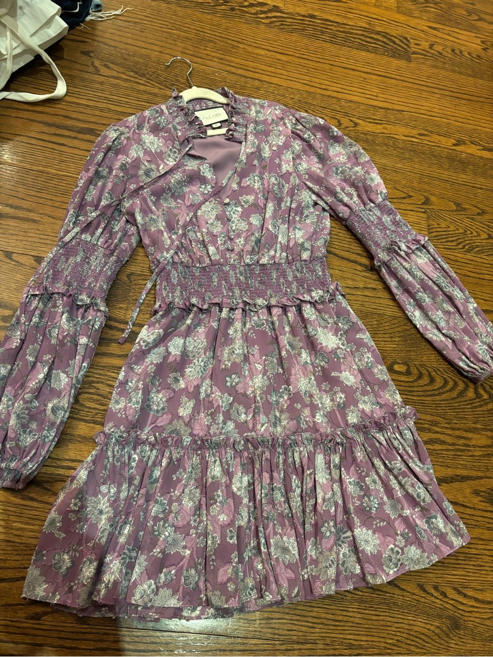 Alexis Lavender Floral Ruffled Neck Blouse
